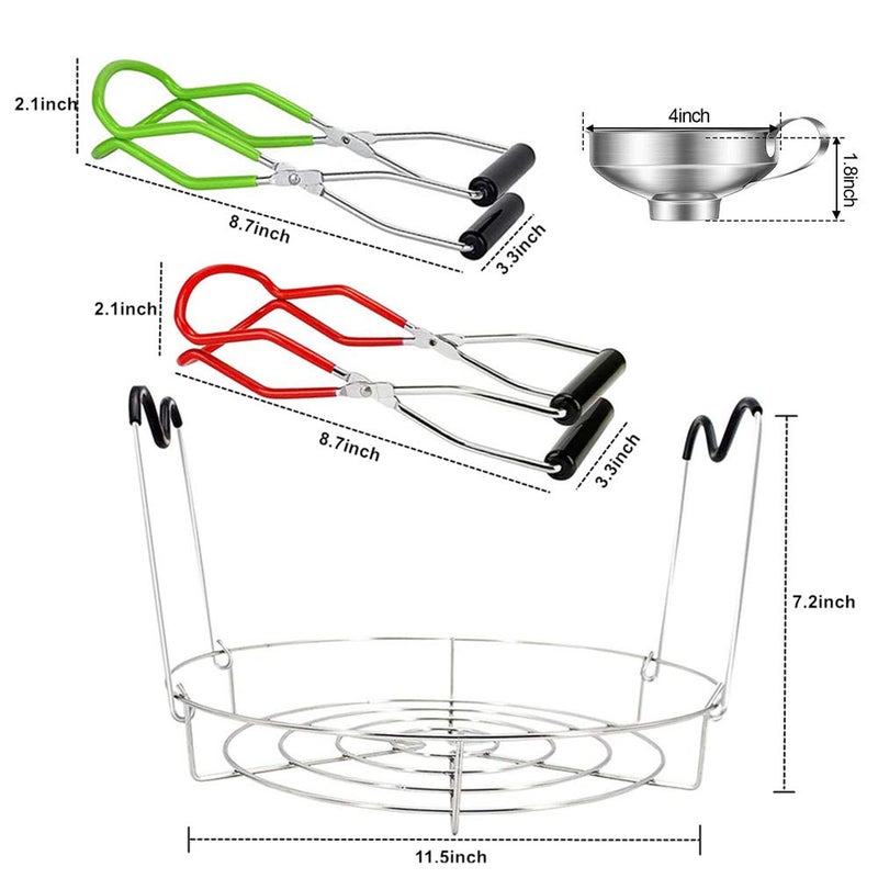 AIVS Jar Lifter Tongs And Canning Rack Set With Canning Funnel Stainless Steel Funnel Kitchen Jar Funnel Jar Lifter Tongs And Anti-Slip Canning Jar Lifter - Image 2