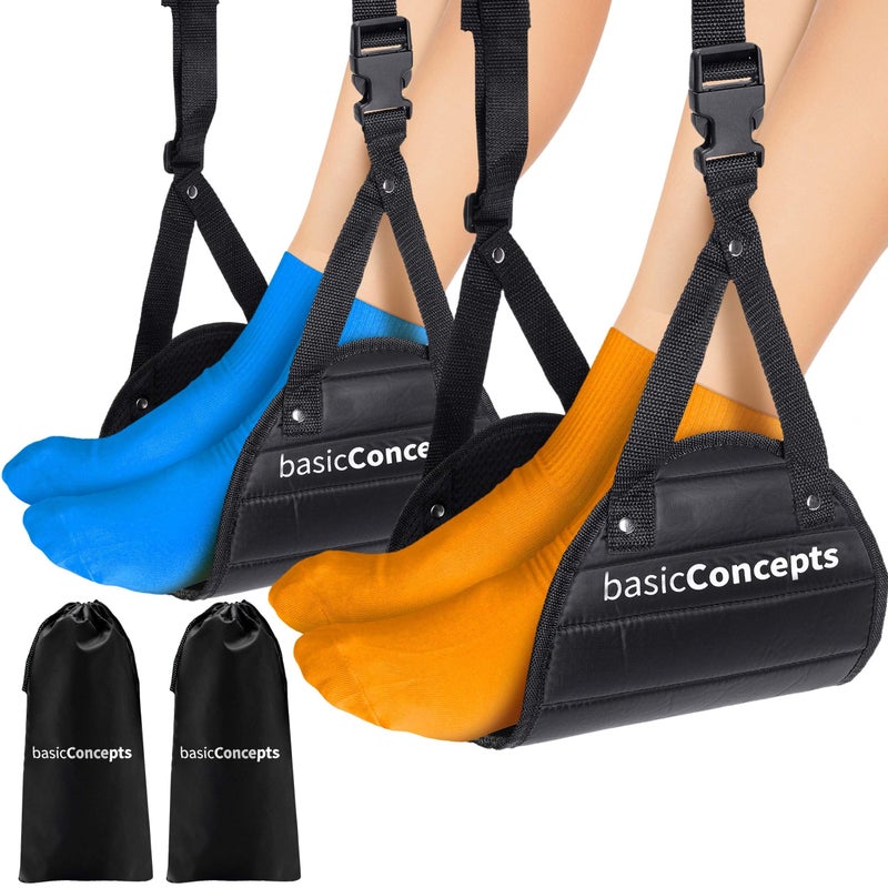 BASIC CONCEPTS Airplane Footrest (2 Pack), Perfect Foot Hammock Airplane or Office Footrest to Relax Your Feet - Airplane Foot Hammock for Airplane Travel Accessories, Plane Footrest, Airplane Essentials - Image 1