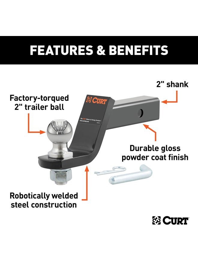 Curt 45056 Trailer Hitch Mount with 2-Inch Ball & Pin, Fits 2-In Receiver, 7,500 lbs, 4-Inch Drop - Image 3