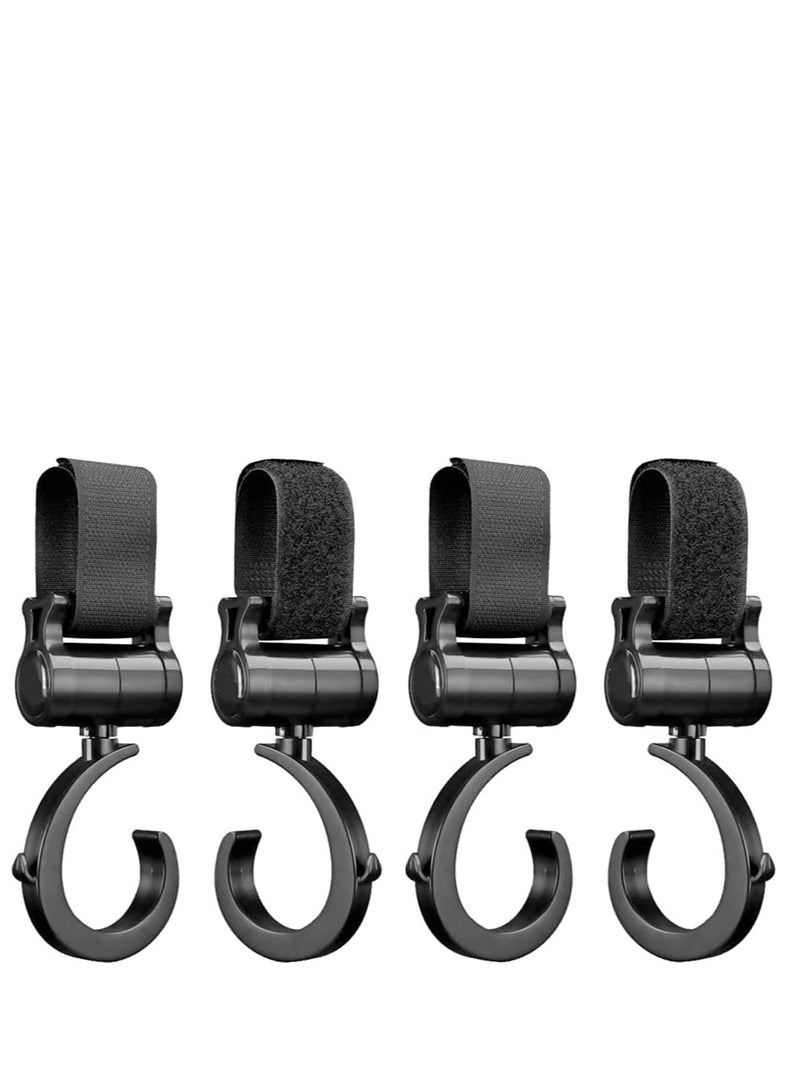 SOLARAE Pram Hooks, Buggy Clips Stroller Hook with Closure for Changing Bags, Attachment to Your Shopping Bags Securely on the Pushchair Pack of 4 - Image 1