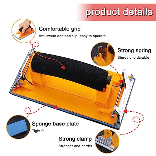 Hubaow Sandpaper Holder with Sponge Handle, 36 Pack 120 to 3000 Assorted Grit Dry & Wet Sandpaper with 2 Pack Hand Sander, Manual Hand Sanding Block for Drywall Wood Metal Furniture Polishing - Image 4