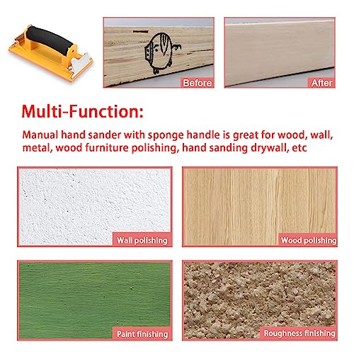 Hubaow Sandpaper Holder with Sponge Handle, 36 Pack 120 to 3000 Assorted Grit Dry & Wet Sandpaper with 2 Pack Hand Sander, Manual Hand Sanding Block for Drywall Wood Metal Furniture Polishing - Image 5