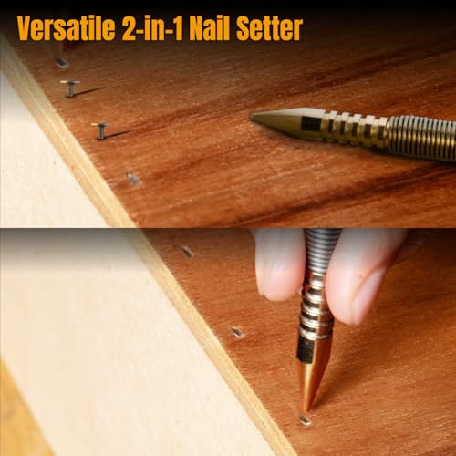POWERTEC Dual Head Nail Setter & Center Punch, Spring Loaded 1/16" Nail Punch with 3/16" Center Punch, 5000 PSI Striking Force for Marking & Setting Proud Brad Nails, 1PK (71939) - Image 3