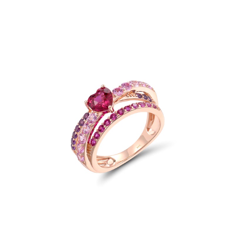 Santuzza 925 Sterling Silver Twist Ring Created Ruby Created Pink Sapphire Ring for Women (7) - Image 1