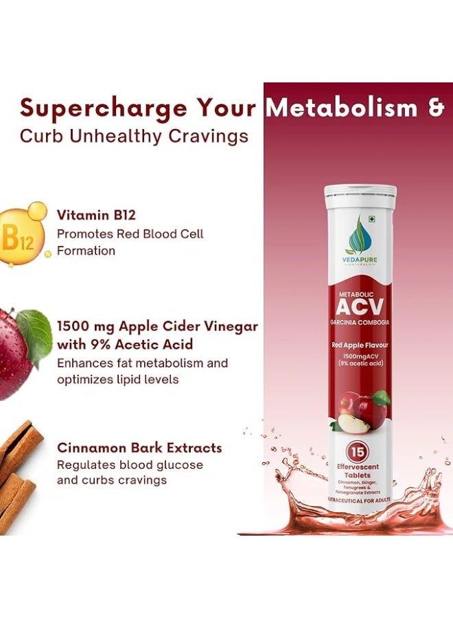 VEDAPURE Vedapure Apple Cider Vinegar Red Apple 15 Tablets  - Image 2