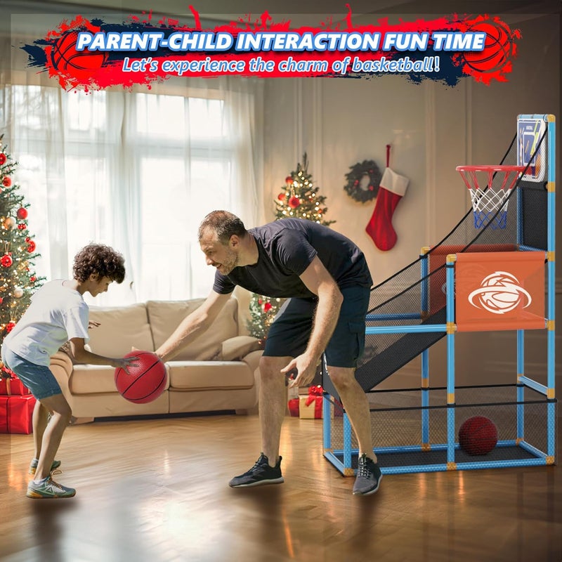 Handwell Arcade Basketball Game Set Boy Toys: Indoor Basketball Hoop with 4 Balls Outdoor Sports Toy for Kids 3-12 Years Old Adjustable Height with Air Pump Kid Party Games Birthday Gifts for Boys Girls Teens - Image 4