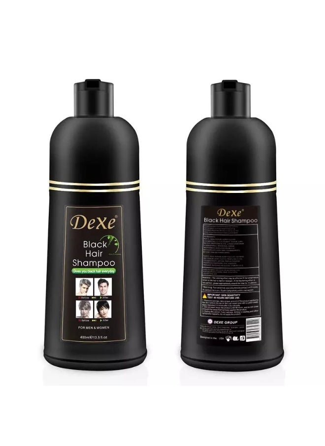 Dexe Dexe Black Hair Shampoo Dye 400ml – 2-in-1 Daily Colorant & Developer, 100% Gray Coverage, For Men & Women  - Image 4
