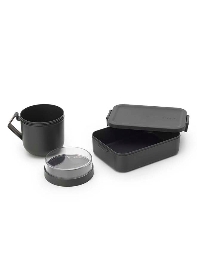 brabantia Set 2 pieces Make & Take Lunch Soup Mug Lunch Box Medium Dark Grey
1.1 Liter  - Image 1