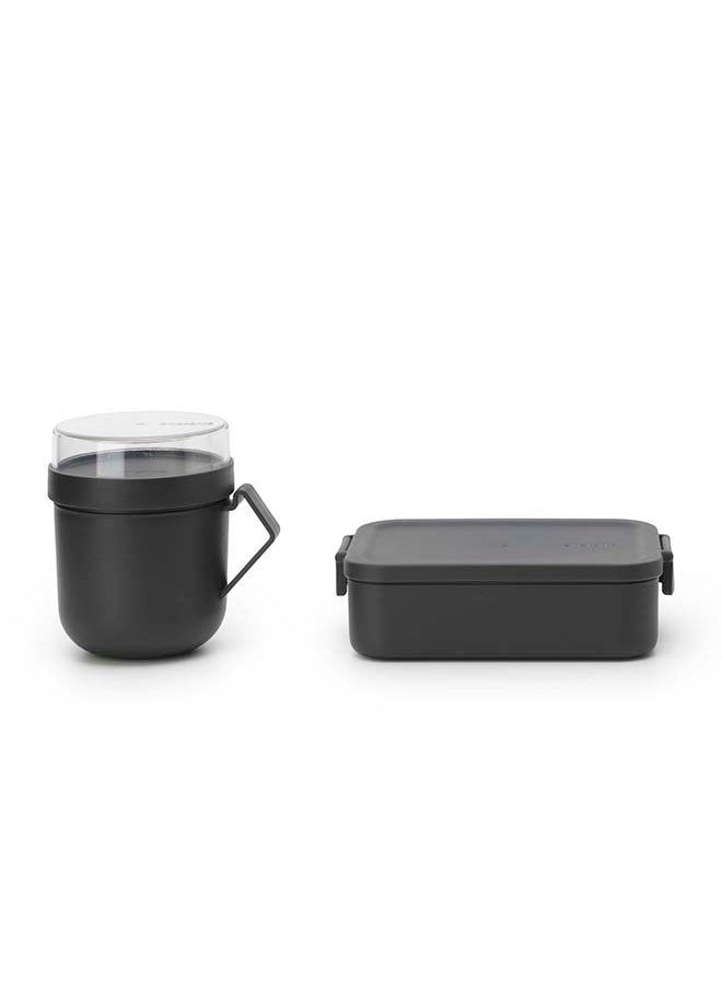 brabantia Set 2 pieces Make & Take Lunch Soup Mug Lunch Box Medium Dark Grey
1.1 Liter  - Image 2