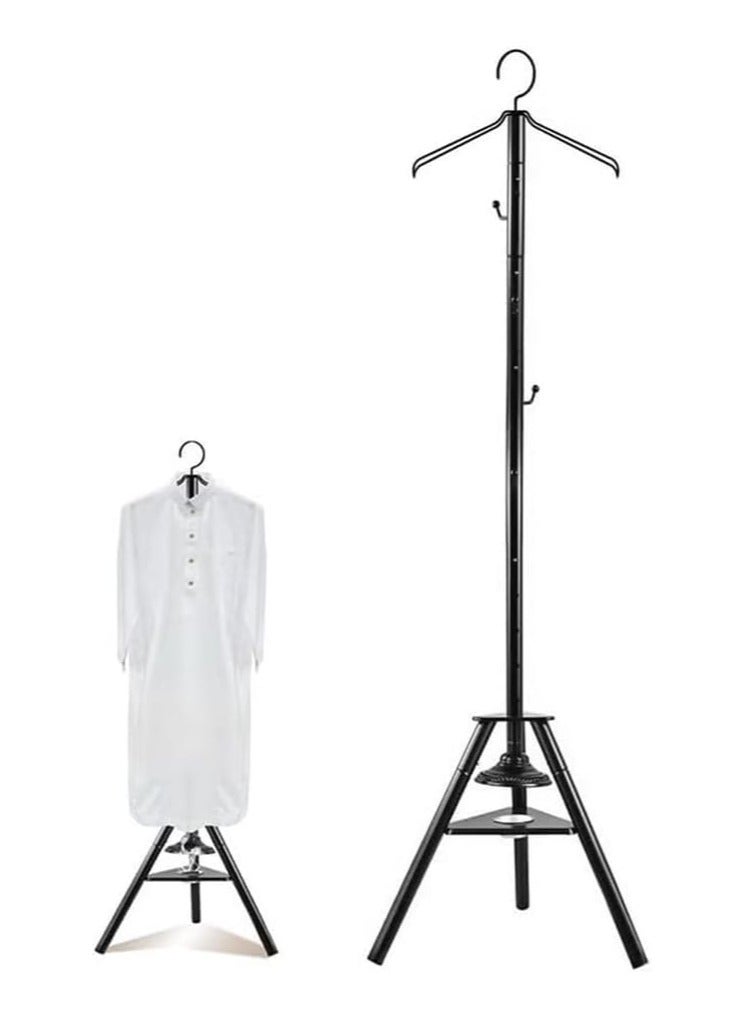 LIXES Clothes Incense Burner Stand long bakhoor burner stand hanger with cloth hooks and holes for steaming clothes, Foldable Metal Frame Hanging Organizer for Coats, Garments and other (Black) - Image 1