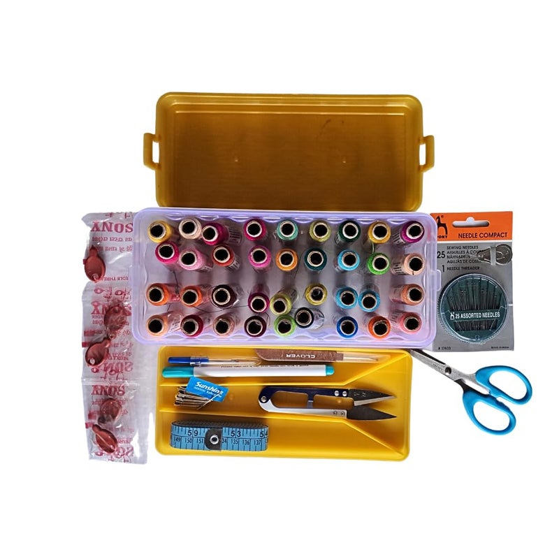 AANIJ AANIJ 125 pcs Portable Sewing kit Box Sewing Supplies Accessories with 36 Pcs Thread Spools Scissors ThreaderTape Measure for DIY AdultsBeginnersEmergencyTravelHome 