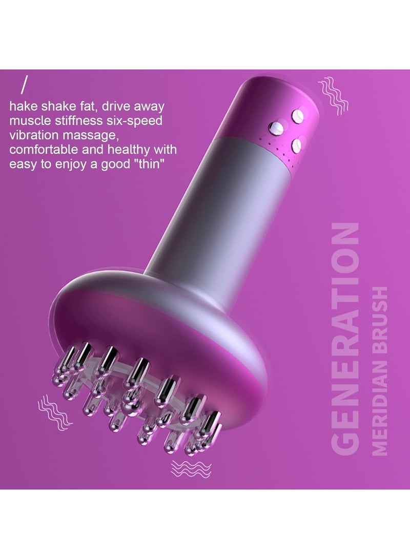Slimming Body Brush - Heating Scraping Device, Portable Skin Care Device | Electric Meridian Body Massage Brush, Multifunctional Body Slimming Brush for Cellulite Reduction, Smoother Skin（Purple）