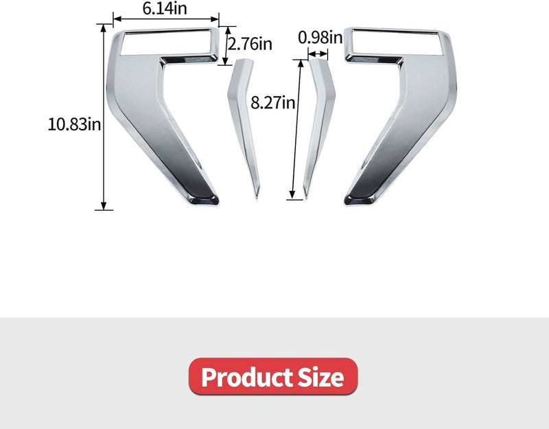 Jimen Fit for Ford F150 2021-2024, 4PCS Fender Side Vent Badge Emblem Cover Trim (Chrome) - Image 3