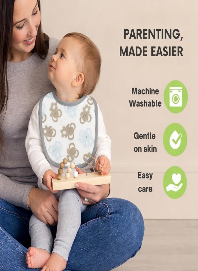Nestlooms Pure Cotton Baby Bibs Set,Skin Friendly & Super Absorbent, Waterproof Backing, Adjustable Snap Buttons, Quick Absorption & Fast Drying,Babies & Toddlers(Set of 3 - Mommy's Little Man) - Image 2