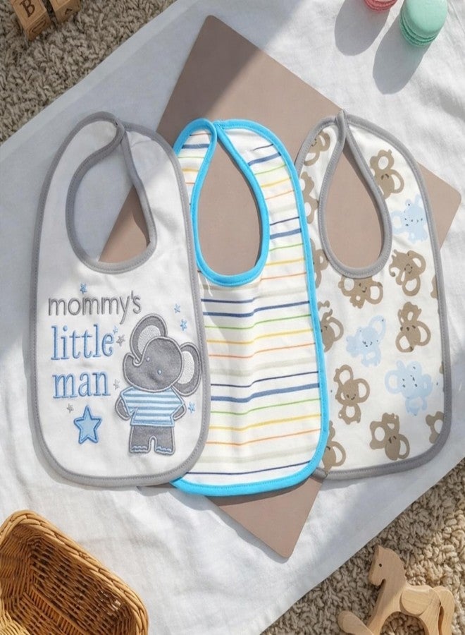 Nestlooms Pure Cotton Baby Bibs Set,Skin Friendly & Super Absorbent, Waterproof Backing, Adjustable Snap Buttons, Quick Absorption & Fast Drying,Babies & Toddlers(Set of 3 - Mommy's Little Man) - Image 4