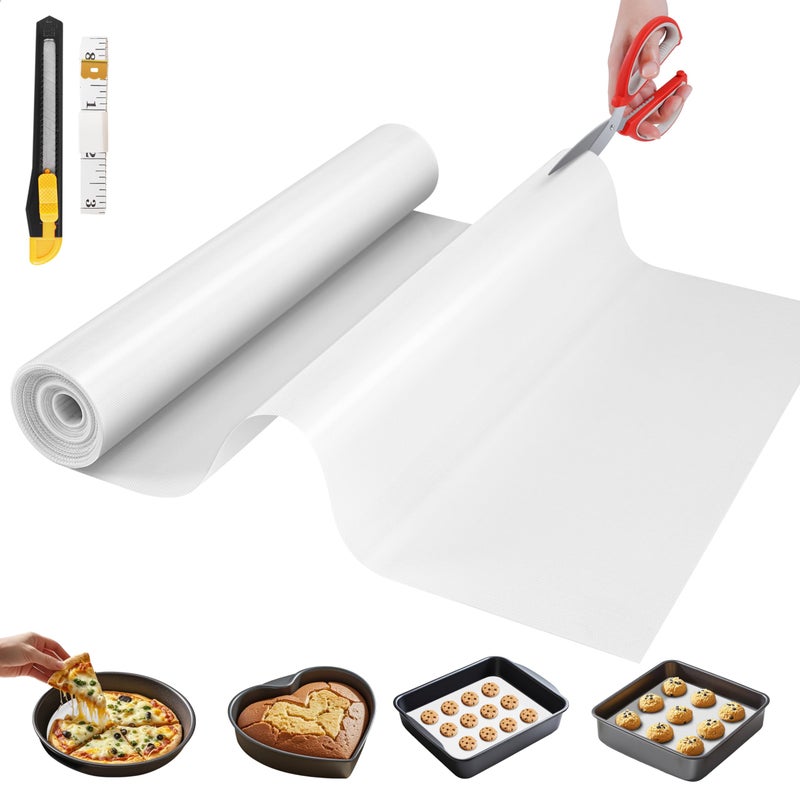 GTJ Silicone Baking Mat, 12 IN x 6 FT Free Cutting Baking Sheet,Non-Stick Reusable Dough & Pastry Mat,Non-Slip Silicone Mat Roll for Air Fryer Liner,Freeze Dryer,Oven Baking Pan,Kitchen Counter - Image 1