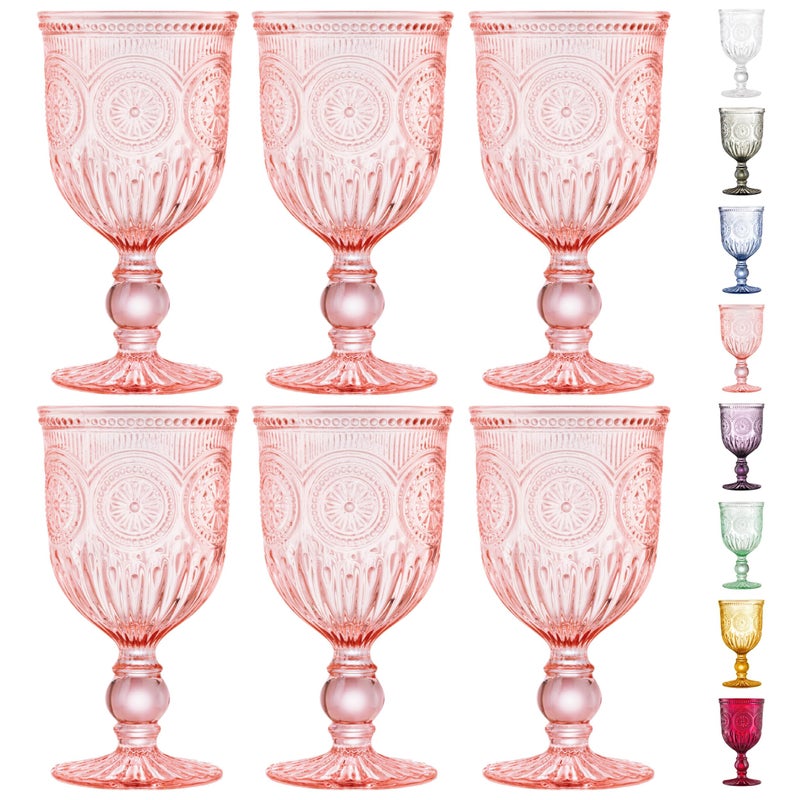 Yungala Pink Wine Glasses set of 6 pink goblets handcrafted from pink glass not painted or coated ensuring your glassware is dishwasher safe and the color wont peel or chip