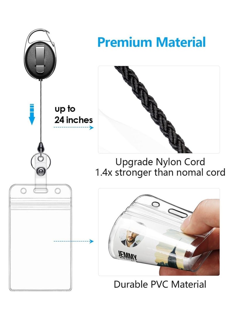 Generic 3 Pack Retractable Badge Reels- ID Holders with Belt Clip & Key Ring- 3 Clear ID Card Sleeves- Ideal for Work, Teachers, Nurses, and Students  - Image 3