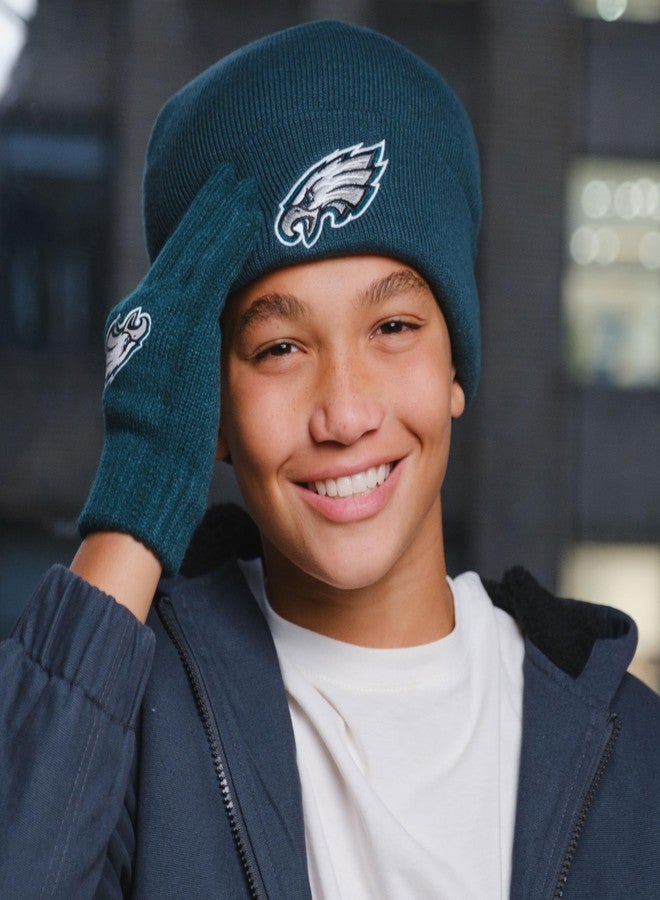 Ultra Game Youth NFL Official Super Soft Winter Beanie Knit Hat with Extra Warm Touch Screen Gloves, Buffalo Bills, Team Color, One Size - Image 3
