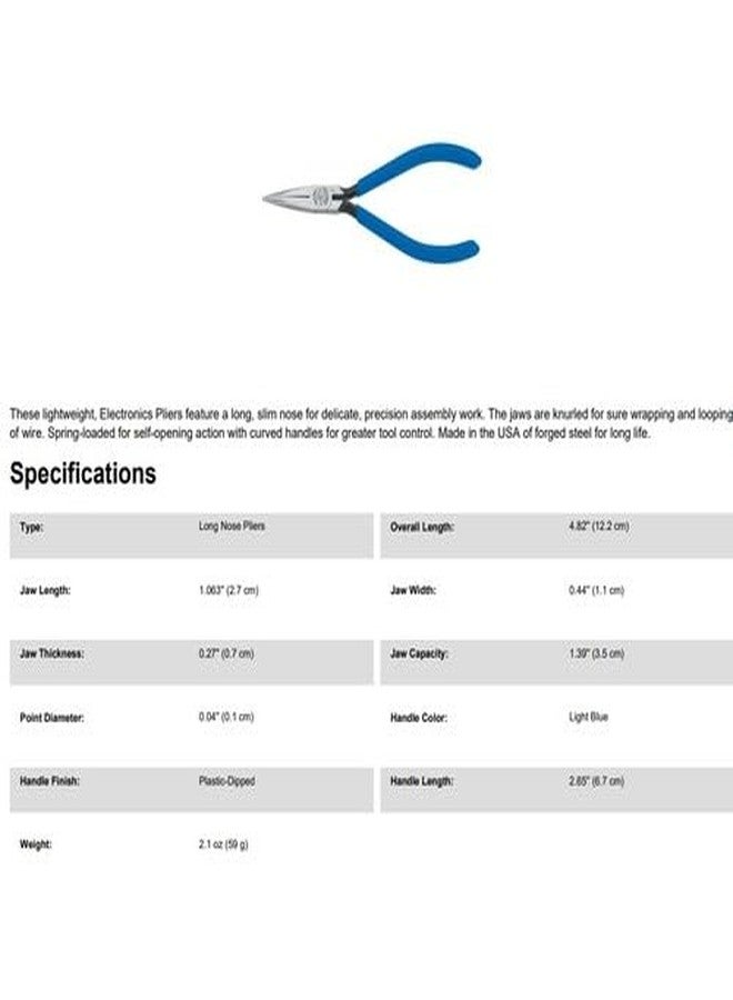 Klein Tools D321-41/2C Electronics Pliers, Slim Needle Nose, Spring Loaded, 5-Inch, Lightweight, Knurled Jaws, Curved Handle - Image 4
