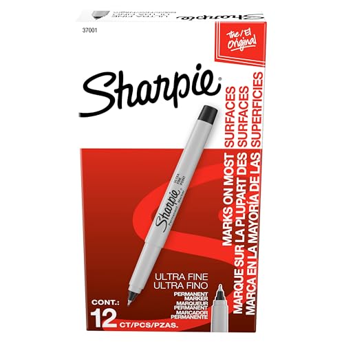 Sharpie Permanent Markers, Ultra Fine Point, Black, 12-Count - Image 1