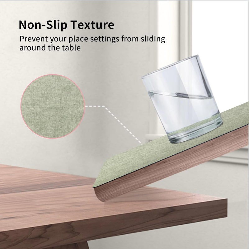 Maxpearl Faux Leather Placemats Set of 6  Waterproof  Wipe Clean  Heat Resistant  Anti Slip Dining Table Place Mats Suitable for Indoor  Outdoor Use 17x12 Sage Green - Image 5