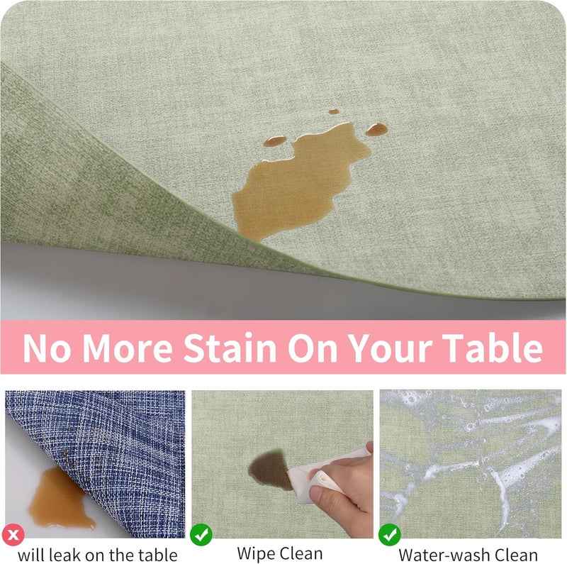 Maxpearl Faux Leather Placemats Set of 6  Waterproof  Wipe Clean  Heat Resistant  Anti Slip Dining Table Place Mats Suitable for Indoor  Outdoor Use 17x12 Sage Green - Image 4