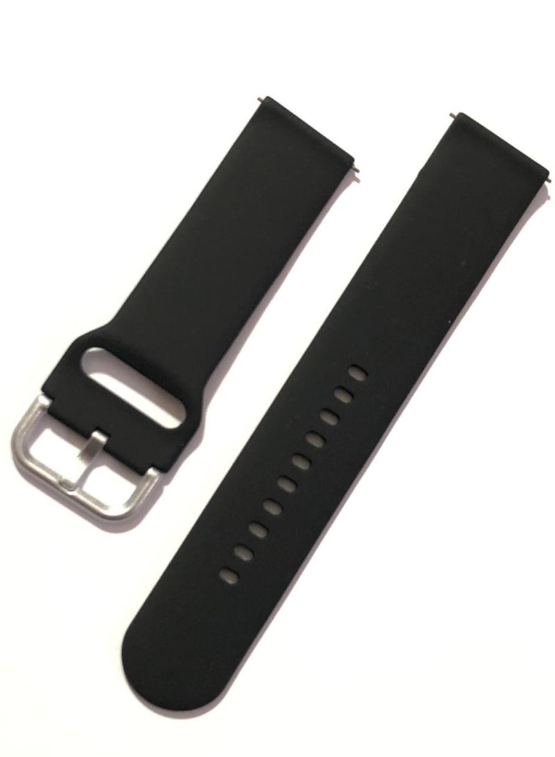 سوار رياضي من السيليكون مقاس 22 مم مع مشبك سريع الفك متوافق مع ساعة شاومي ريدمي واتش 5 أكتيف/ريدمي واتش 5 لايت، مقاس 22 مم - ساعة ذكية باللون الأسود - Image 1