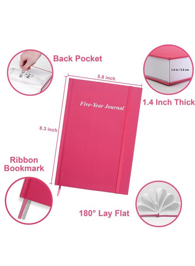 Tuun Fuplan Hard Cover 5 Year Journal | The Easiest to Use Five Year Journal | Quick and Easy Five Year Memory Notebook | 5.8'' x8.3'', Pink - Image 2