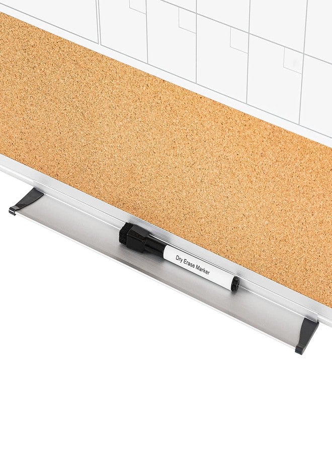 VUSIGN Monthly Calendar Whiteboard Dry Erase Cork Board Combo, 18" x 24" Planning Board, Silver Aluminium Frame - Image 3