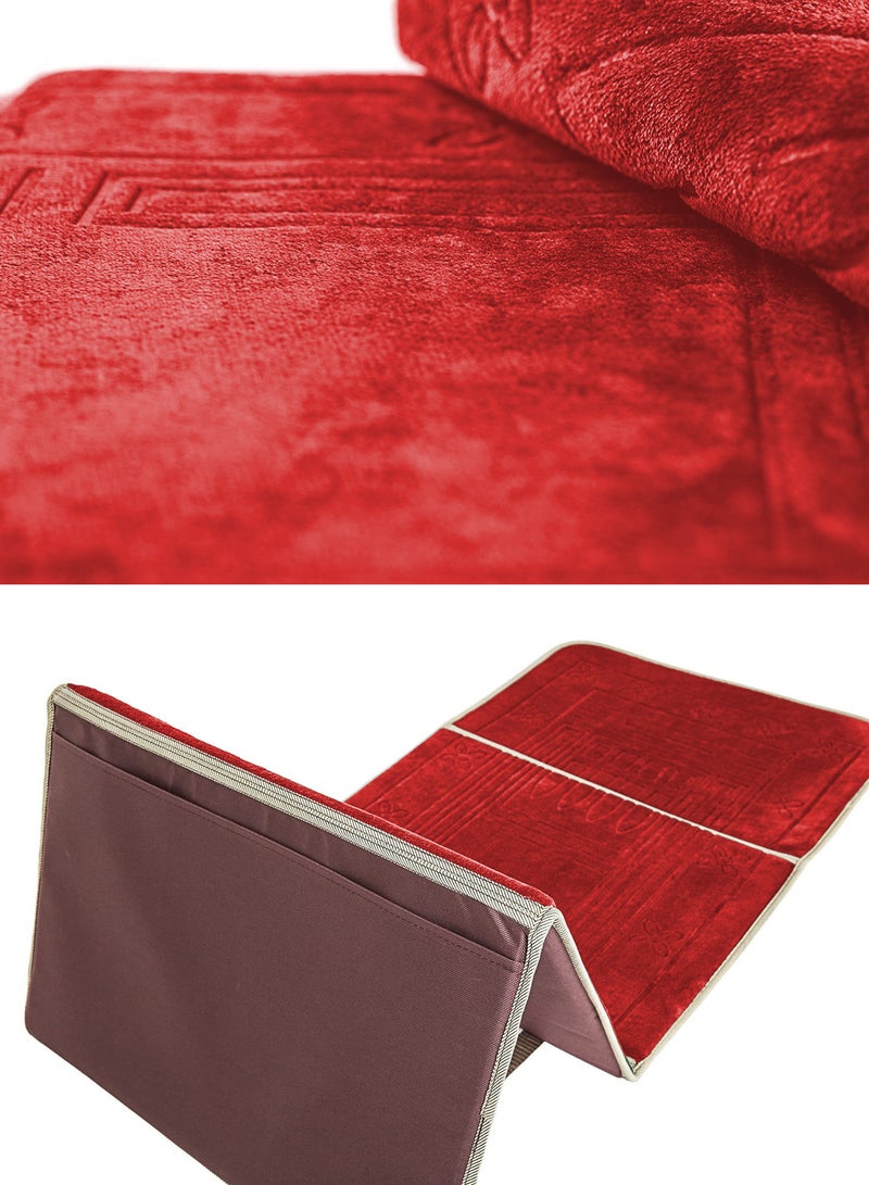 Foldable Islamic Praying Mat with Back Rest Prayer Rug with Carrying Bag Portable Cushioned Prayer Rug for Salah Size 110 X 53 Cm - Image 2