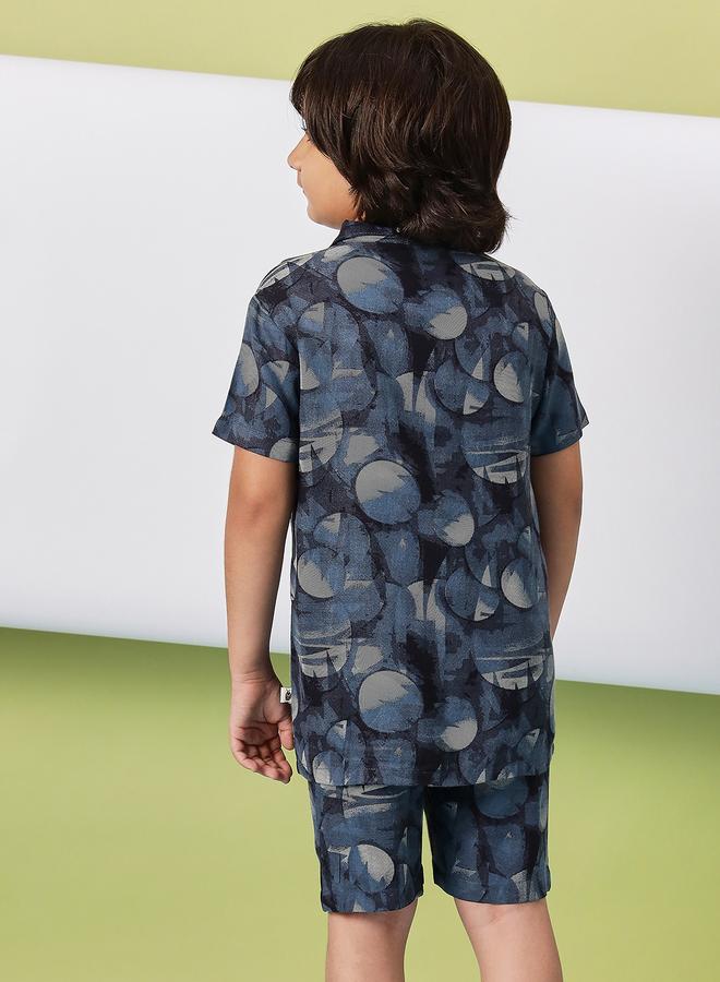 Stylo Bug Boys Printed Collar Neck Casual Shirt And Shorts Set - Image 3