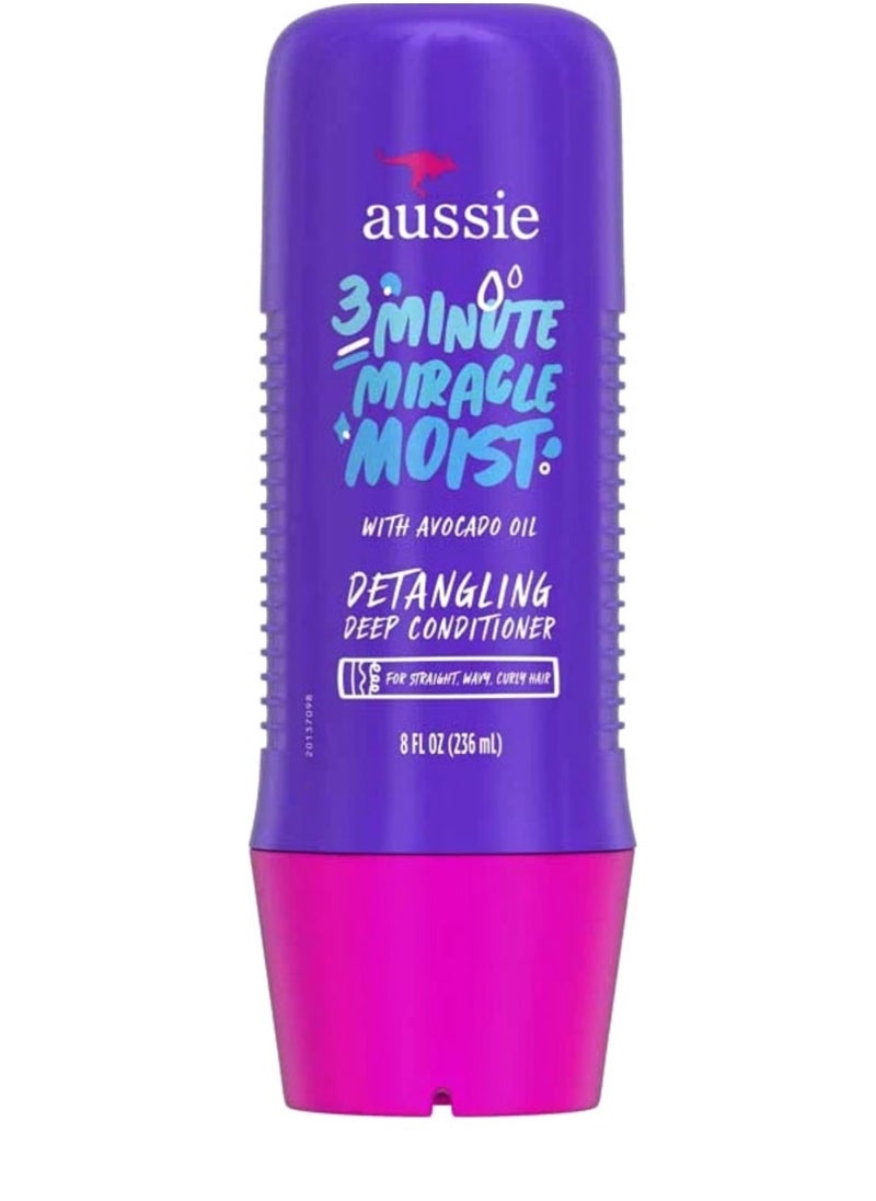 Aussie - AUSSIE 3 minute MIRACLE MOIST WITH AVOCADO OIL DETANGLING DEEP CONDITIONER236ML - Image 1