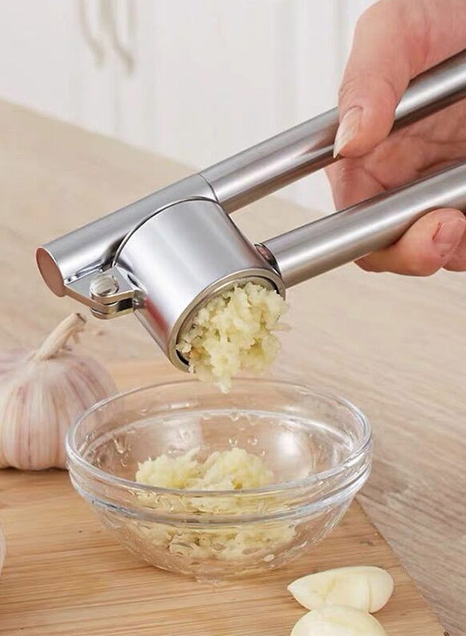 Stainless Steel  Zinc Alloy Multi-Function Garlic Press Set - Extended Garlic Crusher, Peeler  Masher for Home Kitchen Use - Image 3
