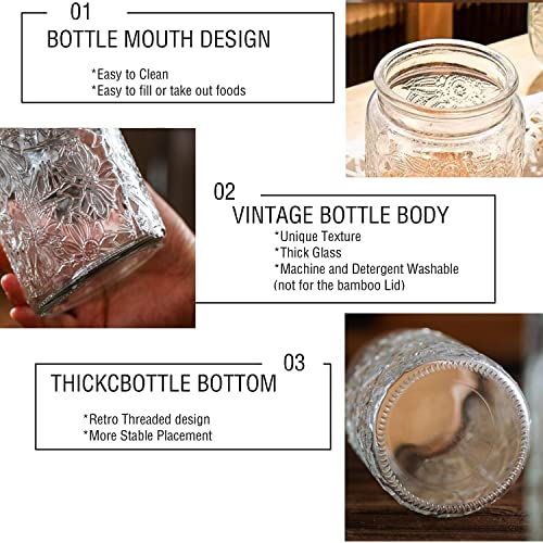 Prettidecor 2 Pack Glass Storage Jar with Bamboo Lid, 23.7 FL Oz Kitchen Glass Food Storage Containers for Candy, Coffee Tea Beans, Oats,Flour, Grains - Image 2