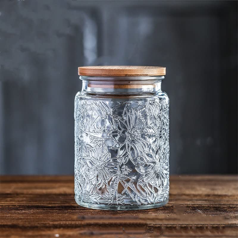 Prettidecor 2 Pack Glass Storage Jar with Bamboo Lid, 23.7 FL Oz Kitchen Glass Food Storage Containers for Candy, Coffee Tea Beans, Oats,Flour, Grains - Image 4