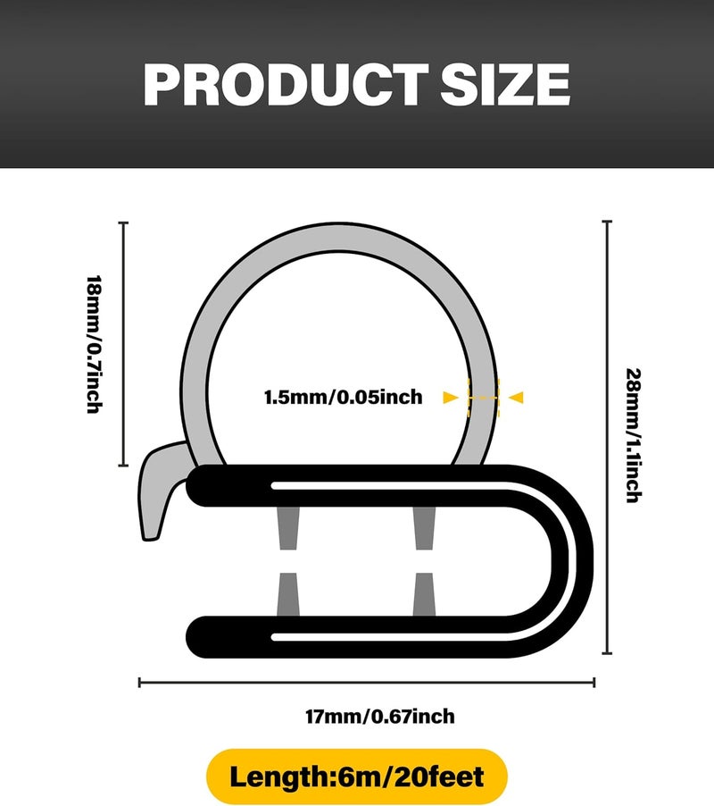 Reswish Universal Automotive Door Seal Strip - 20Ft - Image 3