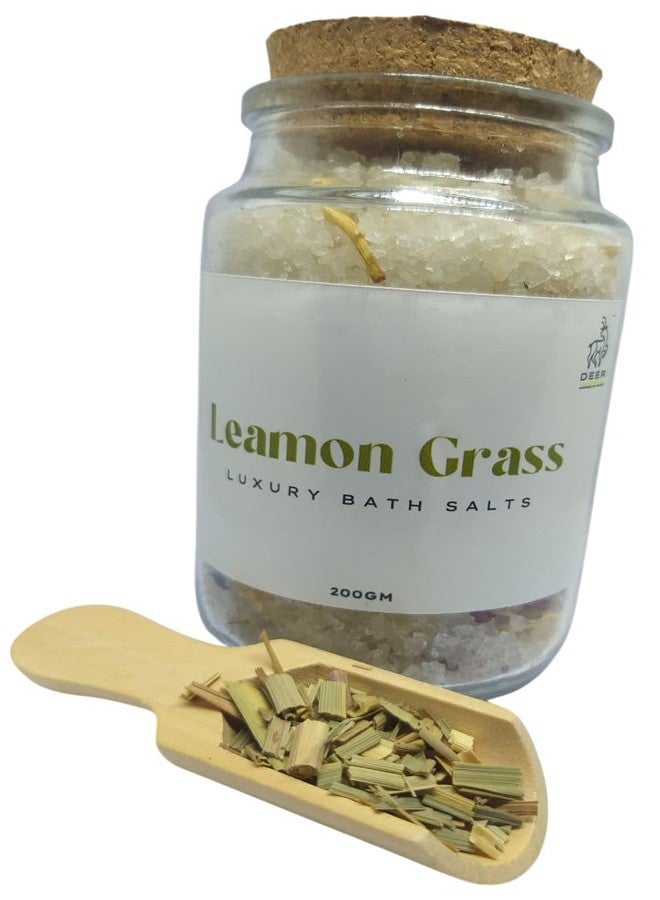ملح حمام زيت الليمون العطري من DEER 200 جرام | جرة زجاجية بغطاء من الفلين | نقع الحمام بزيوت عطرية وأعشاب طبيعية