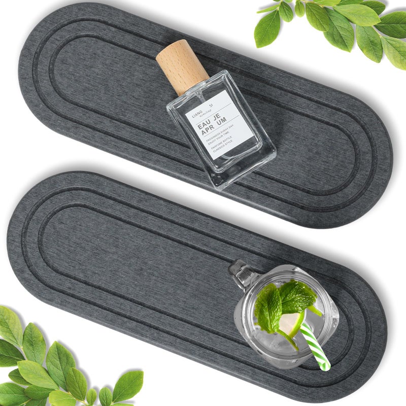 Lyxel 2PCS Water Absorbing Stone Tray, Fast Drying Diatomite Stone Sink Tray, Water Absorbent Diatomite Coasters, Stones Soap Trays for Kitchen Sink, Bathroom Counter Hand Soap Dish Toothbrush Holders - Image 1