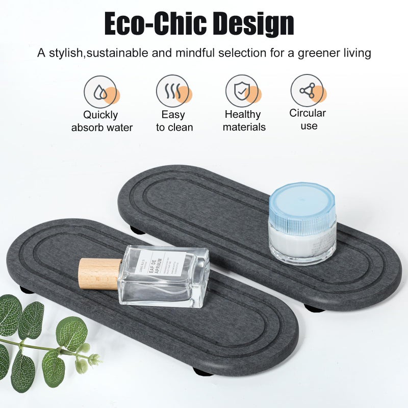 Lyxel 2PCS Water Absorbing Stone Tray, Fast Drying Diatomite Stone Sink Tray, Water Absorbent Diatomite Coasters, Stones Soap Trays for Kitchen Sink, Bathroom Counter Hand Soap Dish Toothbrush Holders - Image 5