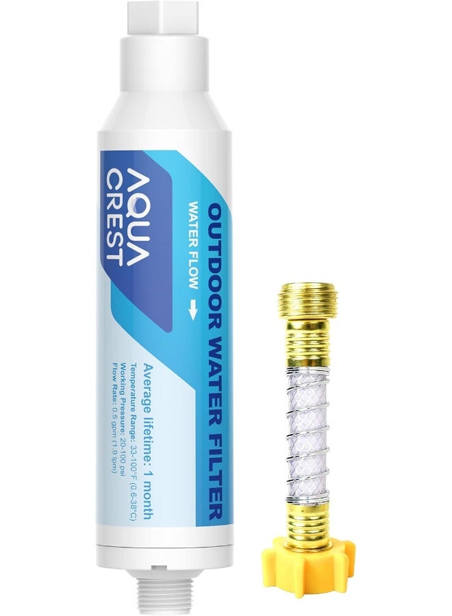 AquaCrest AQUA CREST Inline Water Filter, Dedicated for Car Washing, Yard Cleaning, Reduce Hard Water Spots, Soften Water, Upgraded Formula with 1 Flexible Hose Protector - Image 1