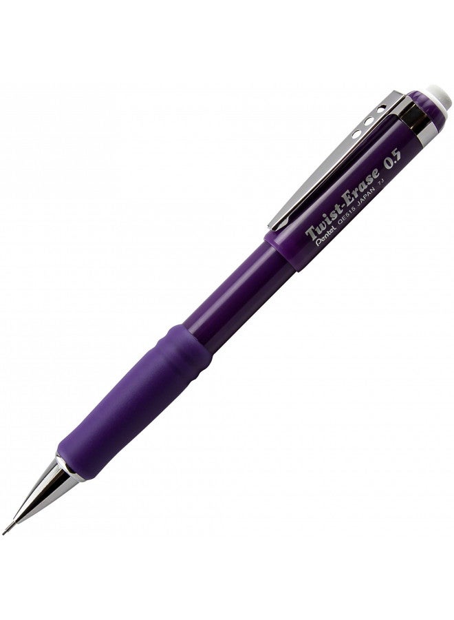 Pentel Automatic Pencil with Twist Eraser, 0.5 mm, Violet Barrel (QE515V)