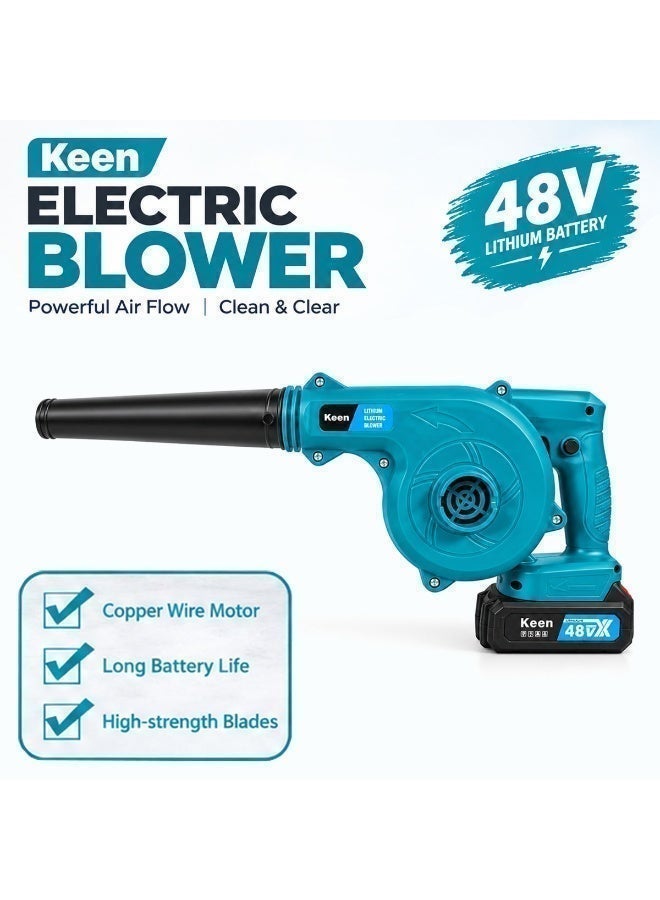 Keen 48V Cordless Electric Air Blower with 2 Battery Packs, Air Nozzle, Dust Collection Bag and Adapter, Portable Handheld Blower for Home, Car, Workshop, Furniture, Carpet and Outdoor Cleaning - Image 5