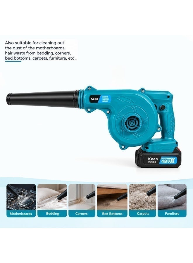 Keen 48V Cordless Electric Air Blower with 2 Battery Packs, Air Nozzle, Dust Collection Bag and Adapter, Portable Handheld Blower for Home, Car, Workshop, Furniture, Carpet and Outdoor Cleaning - Image 4