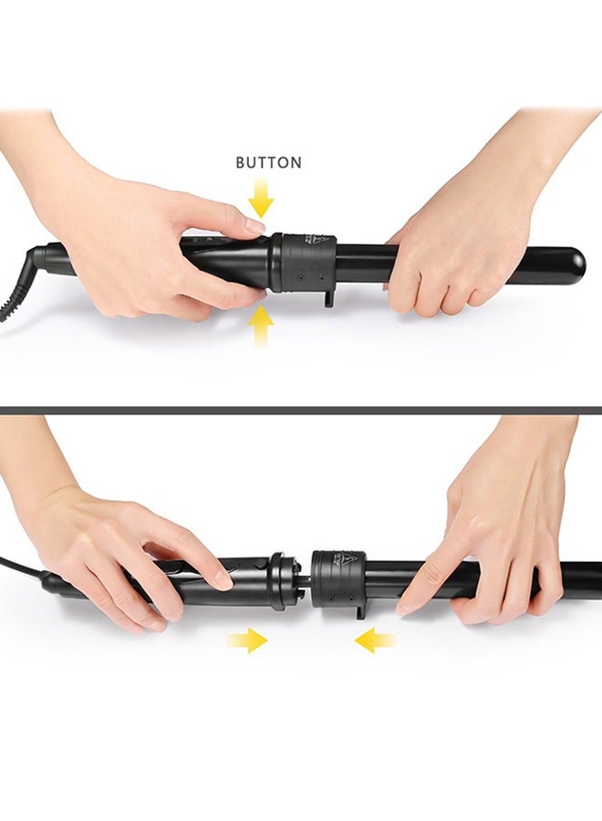 يولو 6 في 1 عصا حديدية مجعدة للشعر مع براميل خزفية قابلة للضبط وقفازات واقية من الحرارة - Image 5