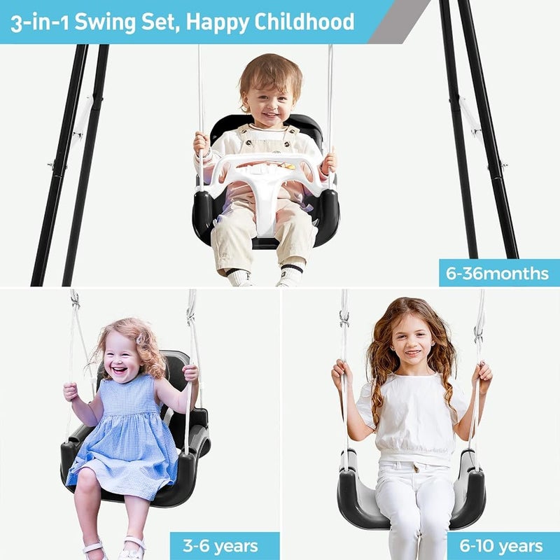 FUNLIO Children's swing with 4 sandbags, swing for children/baby, very robust in the garden park, outdoor/indoor, folding metal stand and instructions (English language not guaranteed) - Image 3