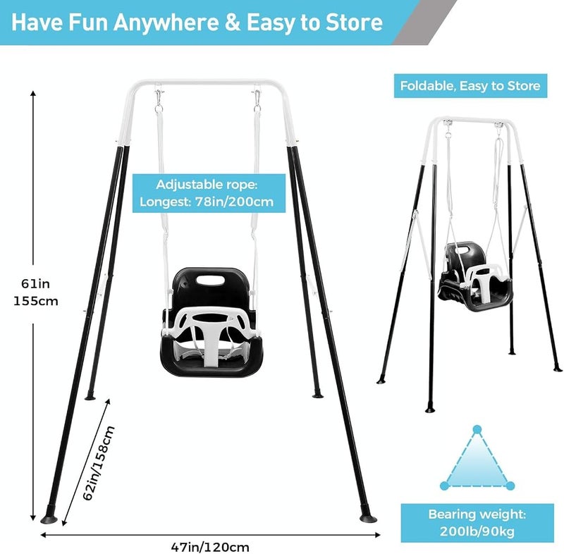 FUNLIO Children's swing with 4 sandbags, swing for children/baby, very robust in the garden park, outdoor/indoor, folding metal stand and instructions (English language not guaranteed) - Image 5