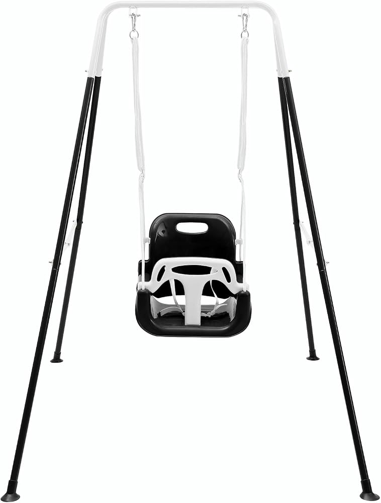 FUNLIO Children's swing with 4 sandbags, swing for children/baby, very robust in the garden park, outdoor/indoor, folding metal stand and instructions (English language not guaranteed) - Image 1