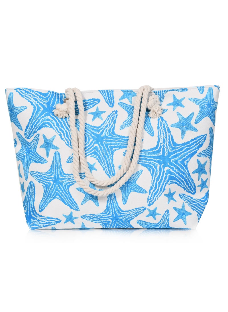 Stylish beach bag with a linen lining and a hemp rope handle, large capacity, water resistant  - Image 2