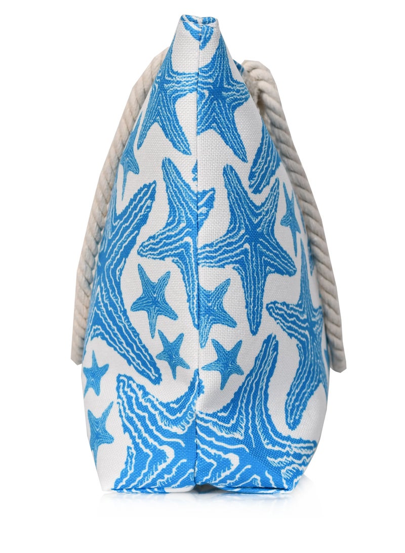 Stylish beach bag with a linen lining and a hemp rope handle, large capacity, water resistant  - Image 4